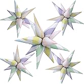 5 Pack 32 Inch Candy Color Star Burst Balloons - Large Pastel Foil Point Star Balloons for Birthday, Baby Shower, Unicorn, Candyland Party Decorations Supplies (Requires Assembly)