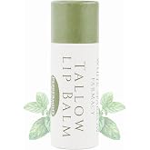 Organic Tallow Lip Balm (Peppermint) from Grass Fed Cows. Super hydrating with Tallow, Olive Oil, Honey, and Beeswax. Sustainable Cardboard Tubes &amp; Hand Filled. Jumbo Size 0.5 oz.