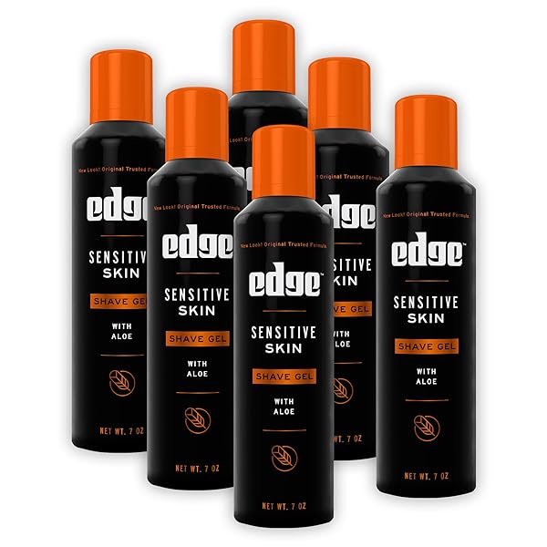 EDGE SHAVING GEL FOR MEN, SENSITIVE SKIN WITH ALOE, (6 PACK) – SHAVE GEL FOR MEN THAT MOISTURIZES, PROTECTS AND SOOTHES TO HELP REDUCE SKIN IRRITATION