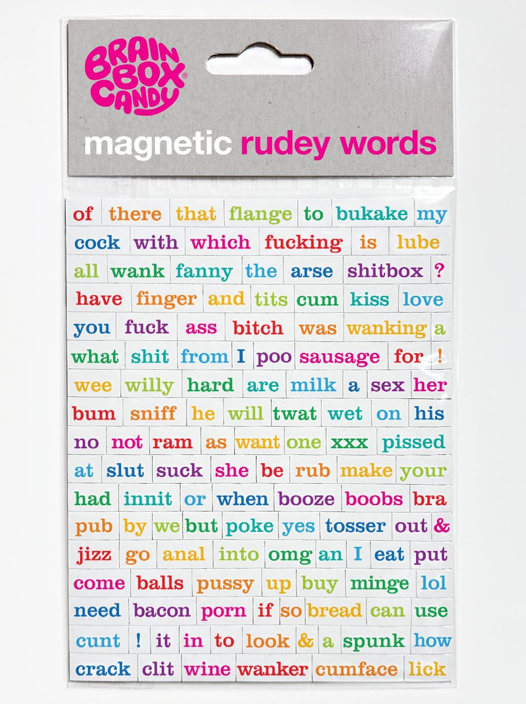 Brainbox Candy - Magnetic Peel Off Rude Words - Adult Fridge Magnets for Funny Messages & Jokes