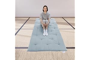 FINDPANDA Japanese Futon Floor Mattress, Folding Tatami Mat Sleeping Pad,Roll Up Kids Floor Lounger Pillow Bed (Light Grey, Twin)