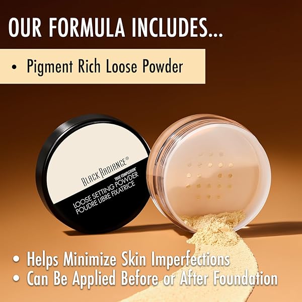 BLACK RADIANCE TRUE COMPLEXION LOOSE SETTING POWDER, SILKY BLENDABLE FORMULA, MINIMIZES IMPERFECTIONS, LONG-LASTING MAKEUP SET(PACKAGING MAY VARY) – BANANA