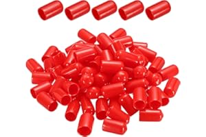 DMiotech 80 Pack 3/8" ID Red Screw Thread Protectors Rubber End Caps Bolt Covers for Screw Bolt Furniture Pipe