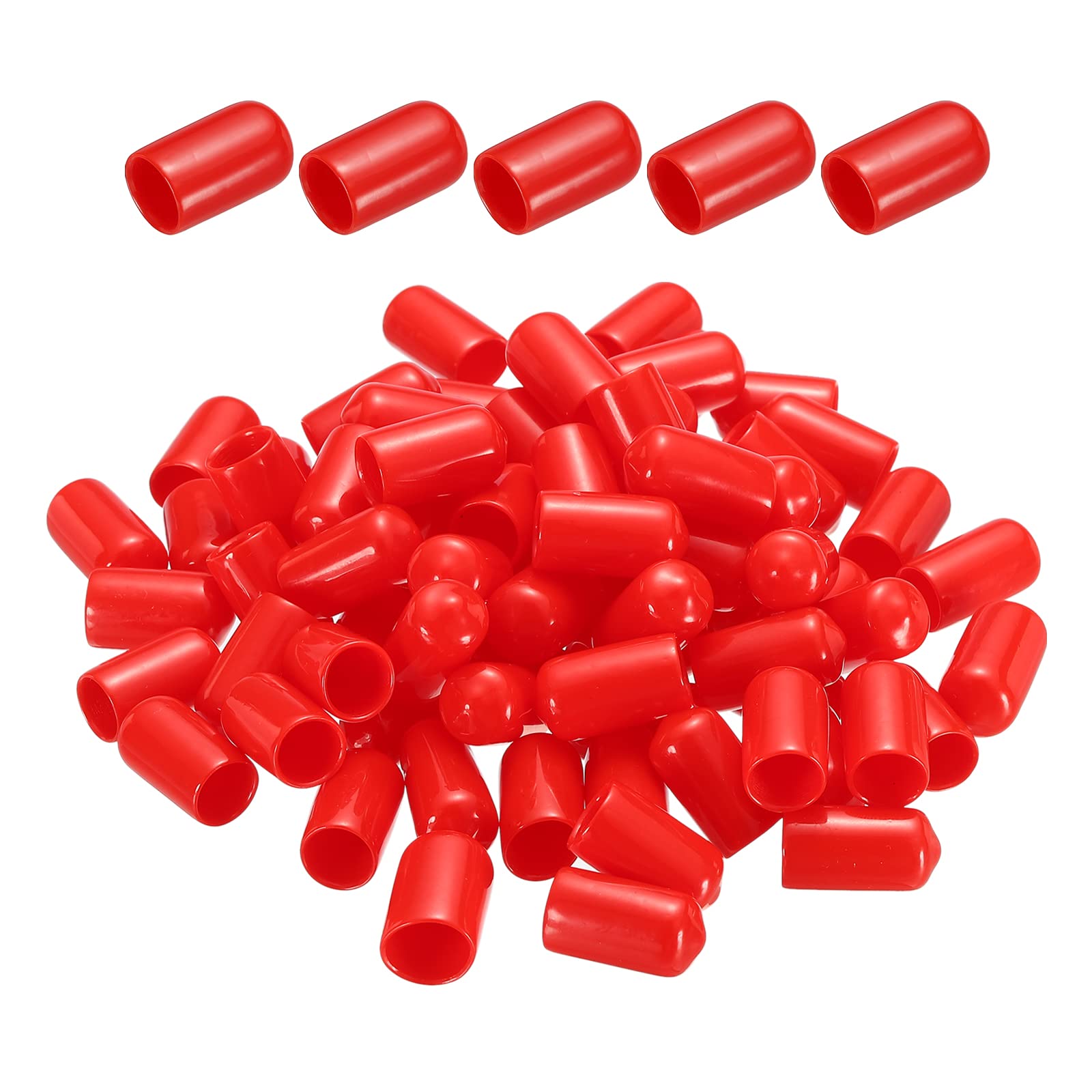DMiotech 80 Pack 3/8" ID Red Screw Thread Protectors Rubber End Caps Bolt Covers for Screw Bolt Furniture Pipe