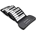 Lujex 61 Keys Roll Up Piano keyboard piano Upgraded Portable Rechargeable Electronic Hand Roll Piano With Environmental Silicone Piano Keyboard for Beginners (Black)
