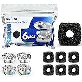 ORSDA Pet Water Fountain Replacement Pump Filters - Compatible with All ORSDA/ZeePet Stainless Steel Dog and Cat Water Fountains (6Pcs Black Pump Filters)