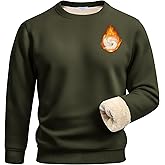 Flygo Men's Warm Sherpa Lined Crewneck Sweatshirts Fleece Pullover Tops Heavy-weight Thick Thermal Cotton Sweat-Shirts