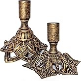 KXUNH Candlestick Holders,Taper Candle Holder for Candlesticks Gold Brass Vintage Candle Metal Stick Candle Holders for Fireplace, Party, Dining,Wedding Decor,Fits 3/4 inch Thick Candle(Set of 2Pcs)