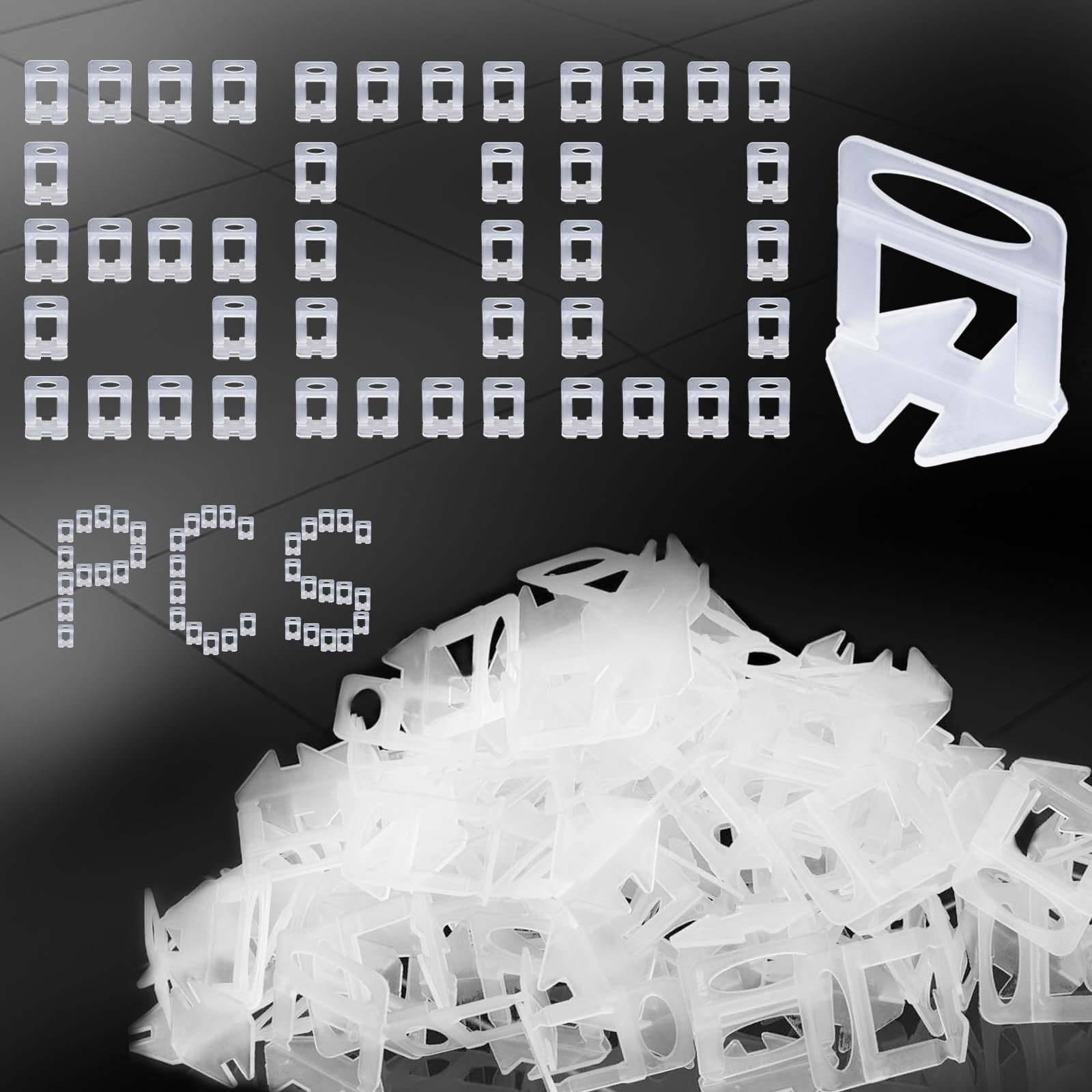 SuQurtom 600Pcs 3mm Tile Leveling System, Tile Spacer Clips for Floor Wall, Tile Installation Tool for Professional Ceramic Tile and Stone Installation, Spacers Only