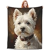 Cute West Highland White Terrier Blanket, West Highland White Terrier Gifts for Women Adults, Warm Lightweight Soft Animal Dog Throw Blankets for Living Room Bed Sofa Home Decor 40"x50"