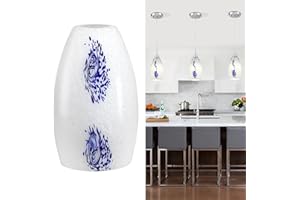 Viinew Glass pendant light shades only Blue White Art Glass chandeliers Cover Mini Oval Glass Lamp Shade Replacement Glass Lamp Cover Only Light Fixtures for Kitchen Island pendant light1-Pack