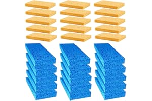 TUCCOSS Soldering Sponge, High Temperature Resistant Solder Sponge, Soldering Iron Cleaner for Soldering Iron Tips Station Welding Gun, Thicker Soldering Tip Cleaner - (30 Pack, 2.36" x 1.57", Yellow & Blue)
