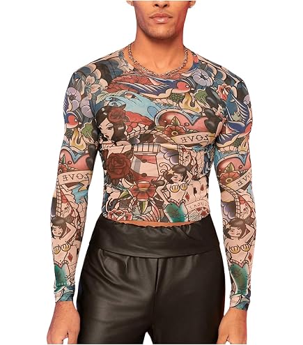 WDIRARA Men's Zebra Print Sheer Mesh Round Neck Short Sleeve Party