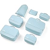 Hanke 7 Set Compression Packing Cubes for Travel, Expandable Large Packing Cubes for Suitcases and Backpack, Luggage Packing Organizer Bags with Double Zipper as Travel Essentials