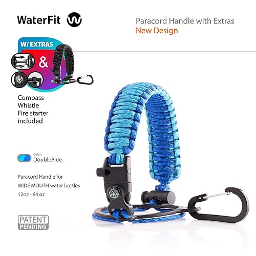 WaterFit Paracord Handle Compatible with Wide Mouth Water Bottle