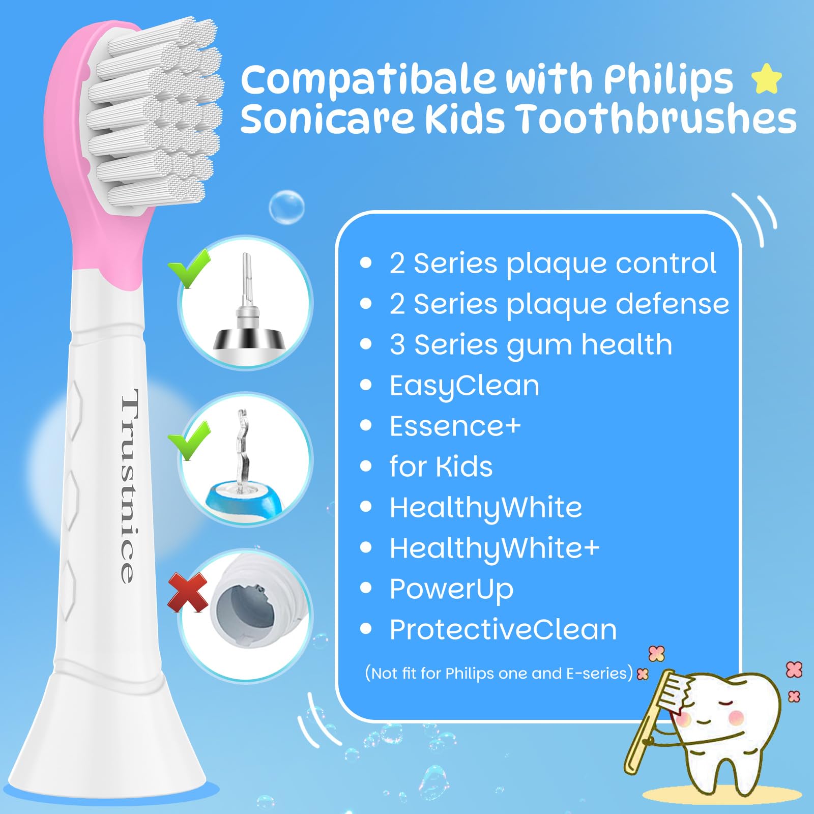 Trustnice Compact Mini Ersatzbürsten für Philips Sonicare kids Bürstenköpfe – Kompatibel mit Philips Sonicare Kinder Zahnbürste Snap-on,ab 3-7 Jahre, 8er Pack 5