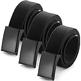 Mile High Life Cut To Fit Canvas Web Belt Size Up to 52" with Flip-Top Solid Black Military Buckle