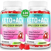 Apple Cider Vinegar Gummies, Advanced Keto ACV Gummies, ACV Gummies for Detox, Cleanse, Metabolism & Digestion, Keto Support, Formulated with Green Tea, B6 & B12, Probiotics, 120 Counts