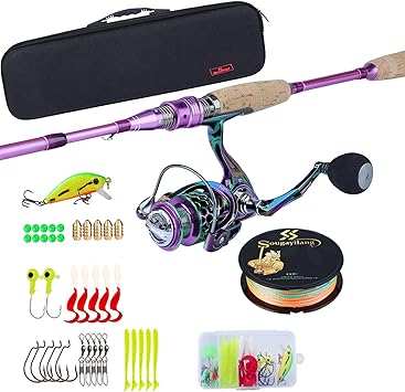 Amazon Sougayilang 釣り竿リール コンボ カーボンファイバー ポータブル スピニングフィッシングポール カラフルなスピニングリール 旅行用 4ピース 淡水6 9フィート キャリアバッグ付き Sougayilang ロッド リールセット