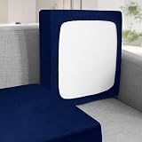 Teynewer Sofa Seat Cushion Cover Velvet Non-Slip Elastic 1 Seater Blue