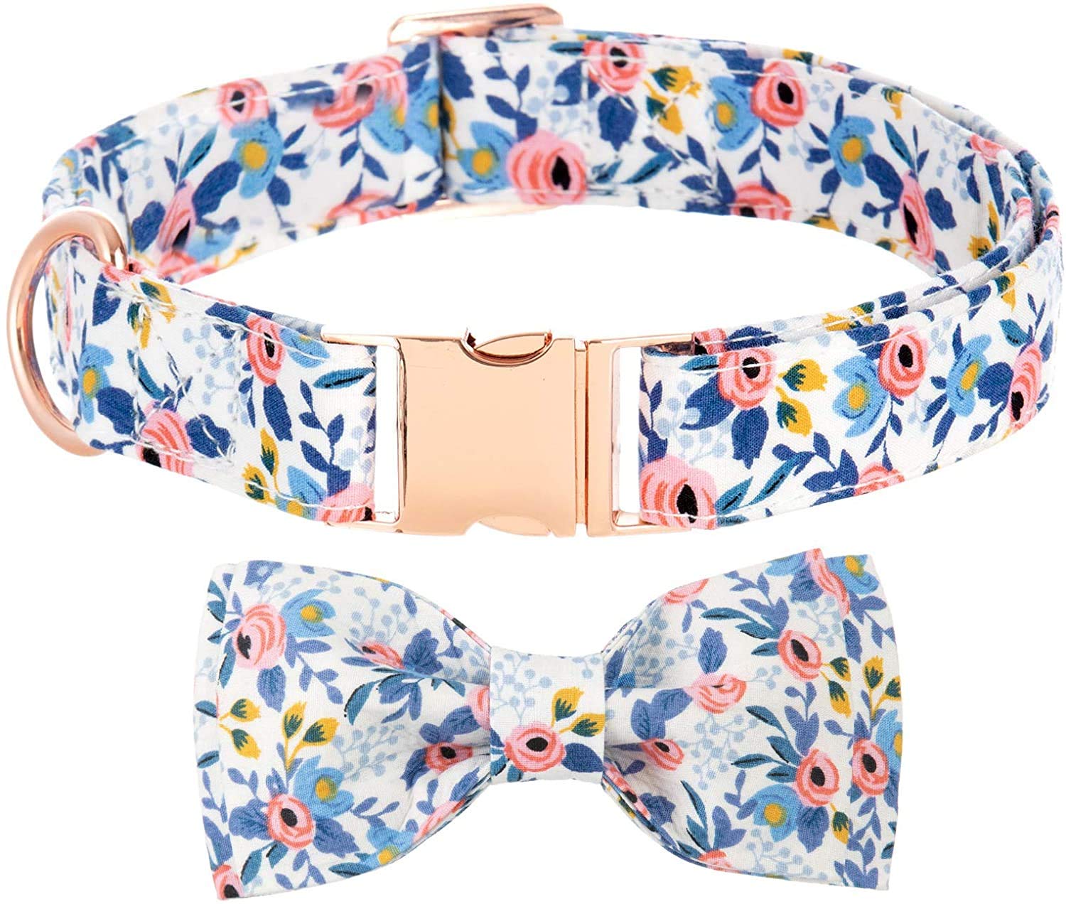 Dog Collar Bow Tie, Girls Dog Collar Puppy Collars Floral Pattern Personalised Puppy Collar Dog Collar with Bow for Large Dogs Medium Dog Collars Small Dog Collar