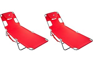 Ostrich Chaise Lounge Folding Portable Sunbathing Poolside Beach Chair (2 Pack)