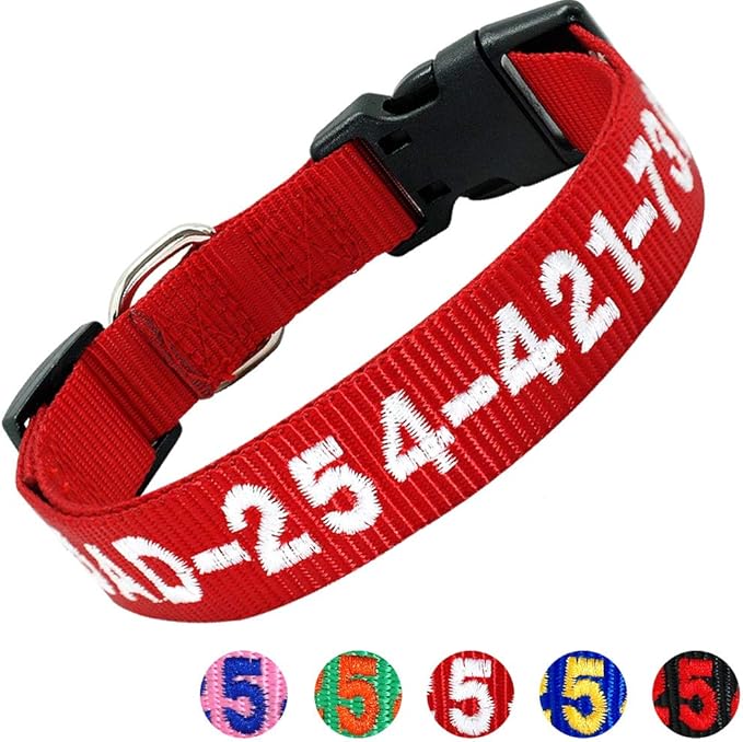 Didog Personalized Embroidered Dog Collar with Pet Name