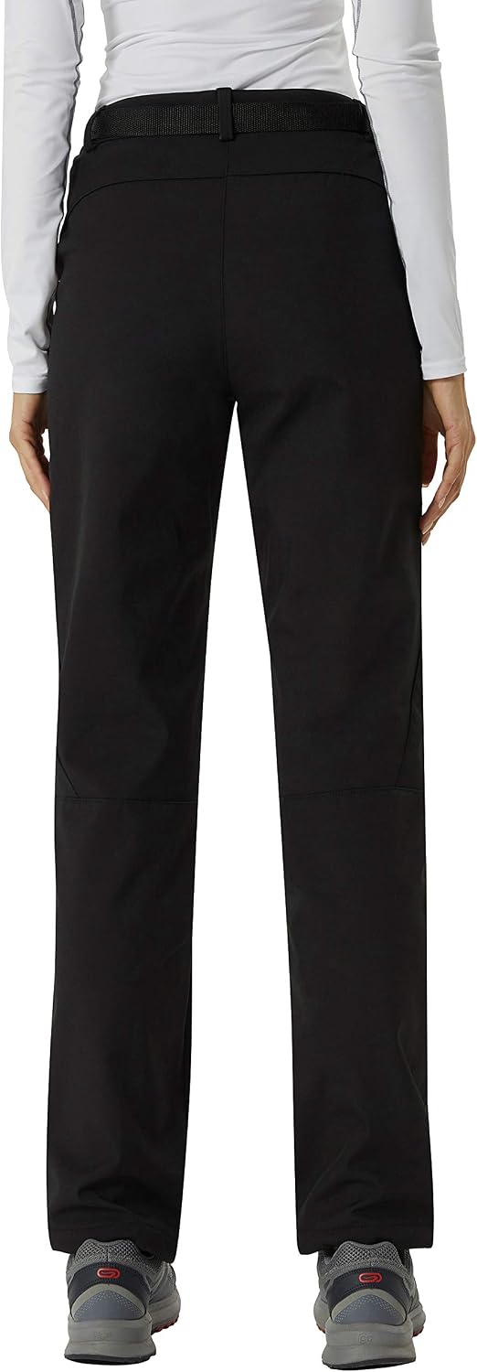 Softshell Trousers Womens Winter Fleece Lined Trousers Waterproof Hiking Pants Outdoor Camping Trouser, Black, XL - Image 3