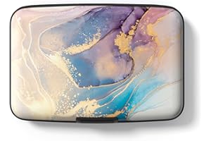 Hsxnam Credit Card Holder for Women, Small RFID Metal Credit Cards Wallet Cute Business Card Holder Pocket ID Case, Pink Gold Marble