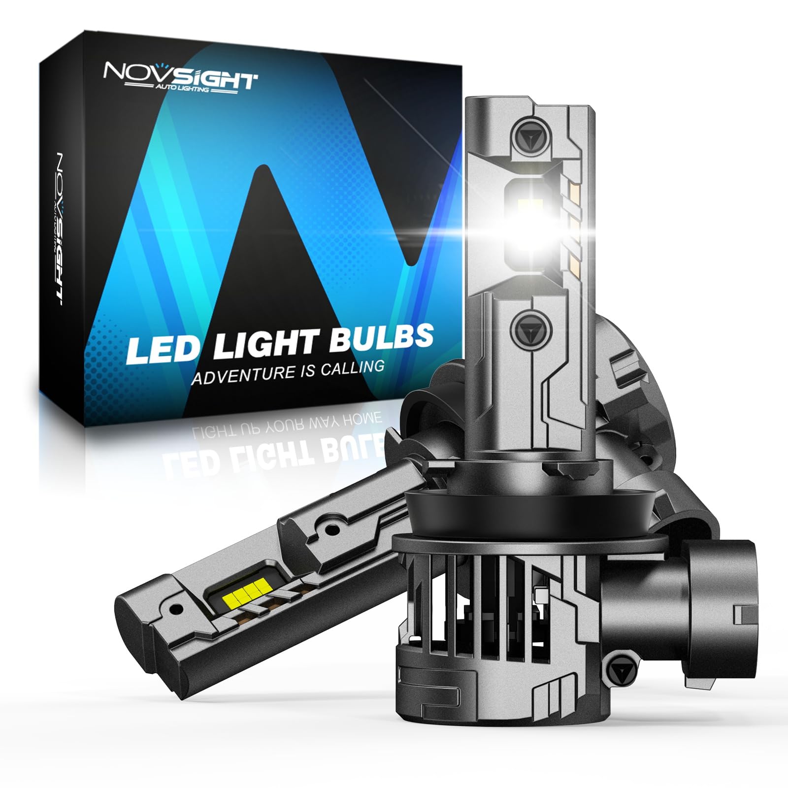 Photo 1 of NOVSIGHT ??? LED Fog Light Bulbs - 62,000LM 6500K Ultra Bright, 1:1 Mini Size Replacement, 50,000 Hours Lifespan,5-Min Install, IP68 Waterproof, Pack of 2