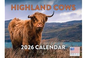 POSTER FOUNDRY Highland Cow Calendar 2026 Scottish Gifts Hyland Hairy Coo Monthly Wall Calender 12 Month | American Made In The USA