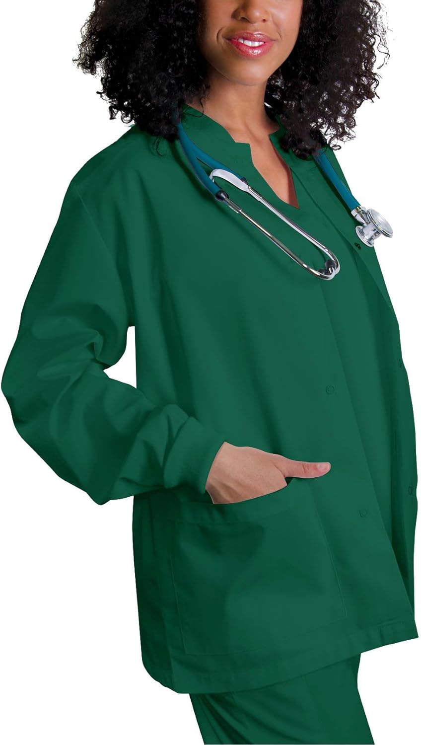 Adar Universal Scrubs for Women - Round Neck Warm-Up Scrub Jacket: Clothing