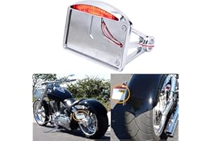 RICH CHOICES Chrome Motorcycle Mount LED License Plate Tail Light Bracket Tail lights Compatible with Harely Honda Bobber Chopper