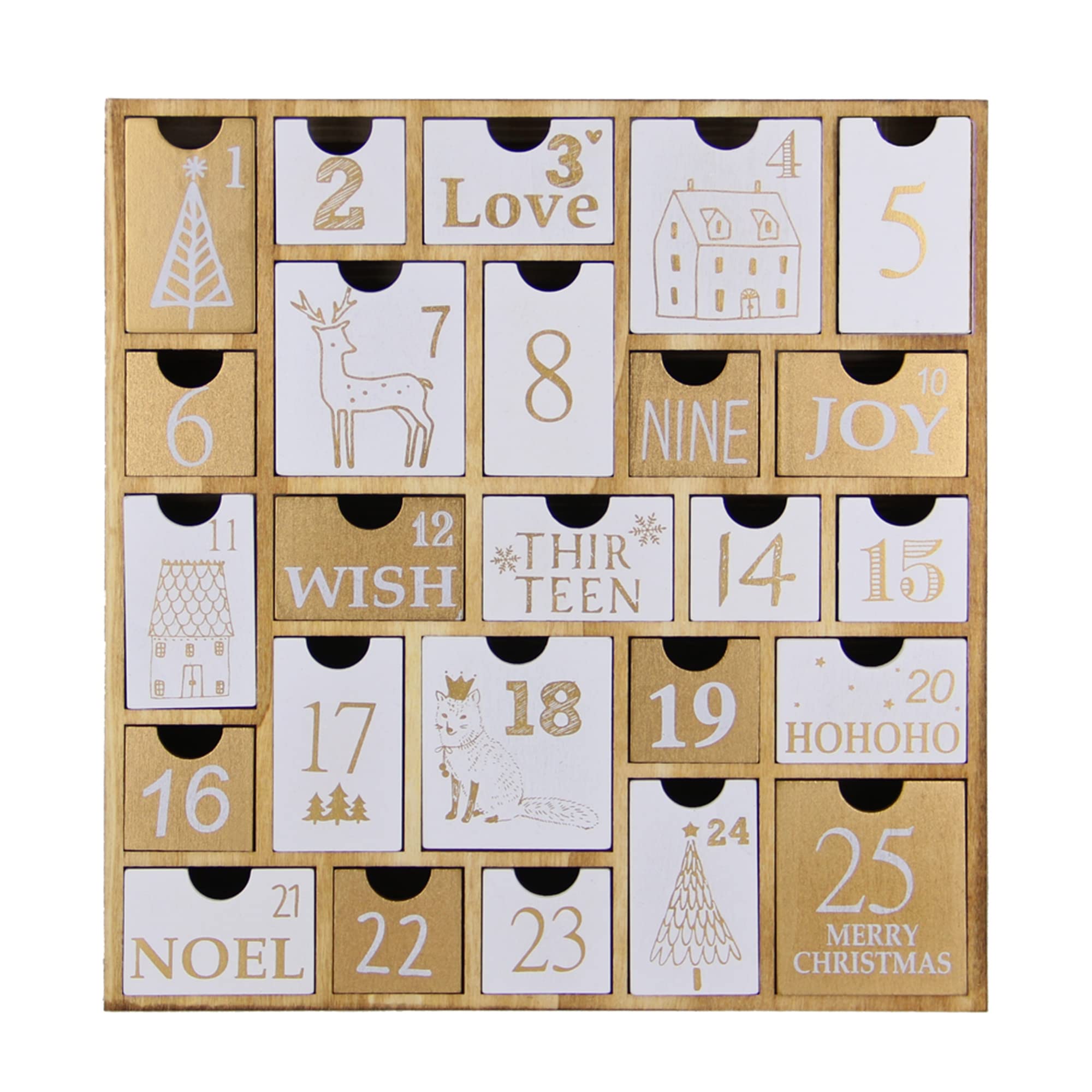 Photo 1 of Juegoal Advent Calendar with 25 Drawers Countdown to Christmas, Refillable Wooden Advent Xmas Gift for Kids, 12 Inches Tall