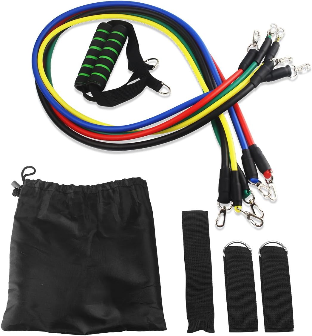 HYVAWO Resistance Bands Set 11 in 1 with Door Anchor,Handles,Ankle Straps,Carrying Bag Workout Tubes for Stretch Crossfit Exercise
