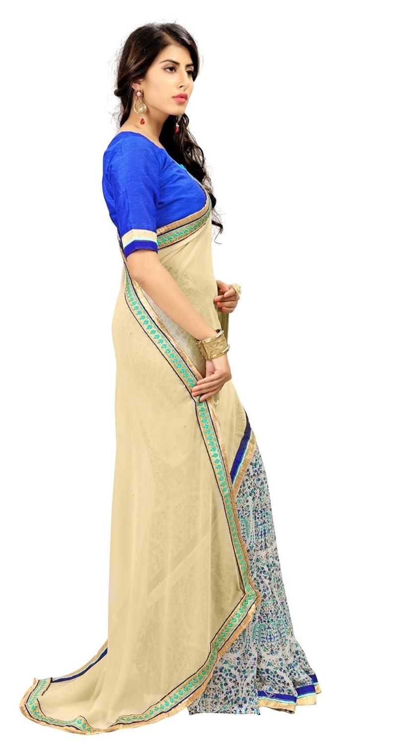 ruchika fashion women's multi colour printed saree with blouse piece material