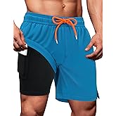 Sarfel Mens Swim Trunks 5 Inch Mens Bathing Suit with Compression Liner Men's Board Shorts Men's Swimwear Quick Dry Swimsuit