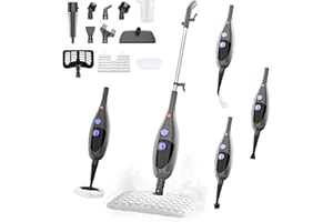 ENCHE Steam Mop, 12-in-1 Detachable Handheld Steam Cleaner, 15s Fast Heat-Up Floor Steamer for Hardwood Floors, Tile, Carpet, Clothes, Windows & Furniture, Lightweight Design,Two-Sided Adjustable Mop Head