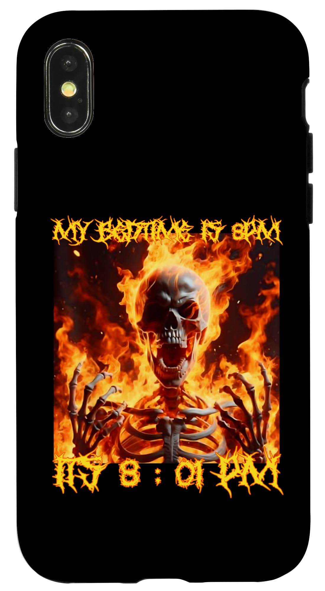 iPhone X/XS It's Past My Bedtime Funny Cringe Hard Skeleton Meme Flames Case
