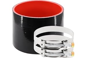 TUOLAUTHON ID 4 Inch(102mm) High Temperature 4-Ply Reinforced Straight Silicone Hose Performance Coupler with 2Pcs T-Bolt Clamps Suitable High Level Turbo Pipe Connecting