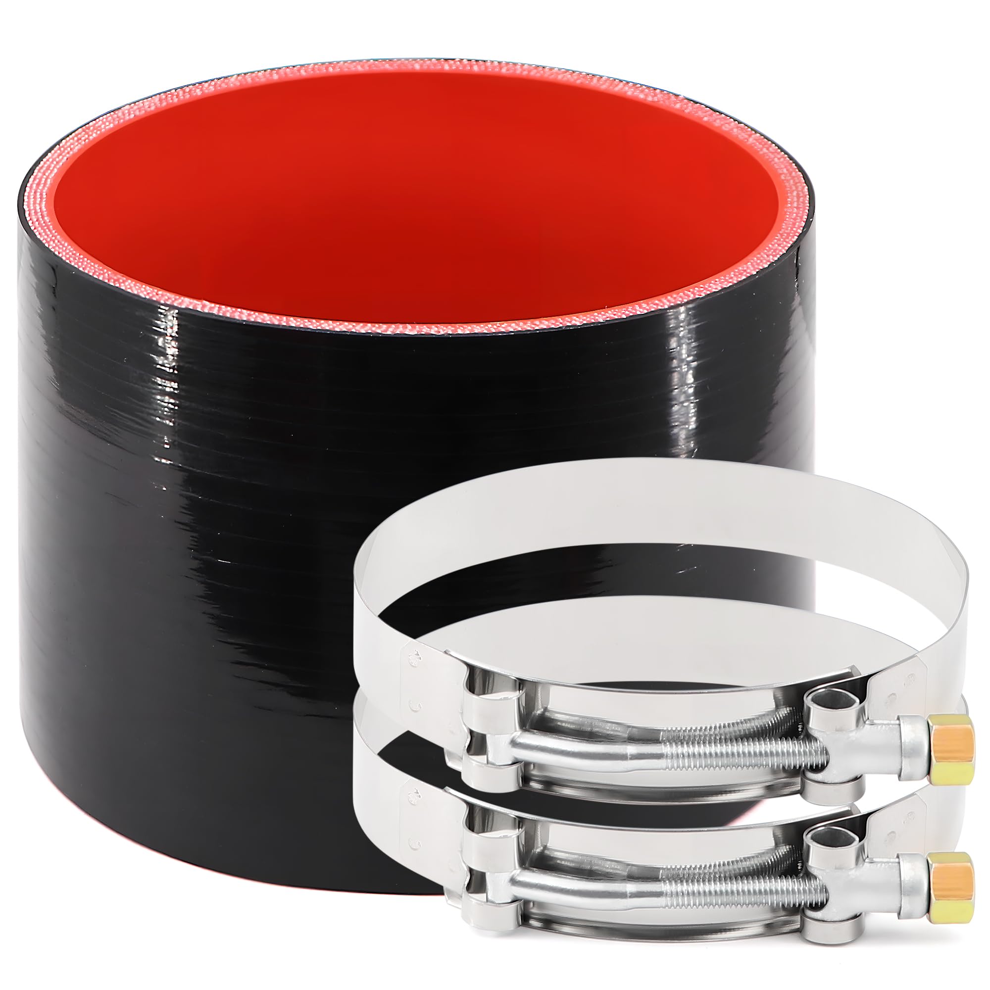 Photo 1 of ID 4 Inch(102mm) High Temperature 4-Ply Reinforced Straight Silicone Hose Performance Coupler with 2Pcs T-Bolt Clamps Suitable High Level Turbo Pipe Connecting