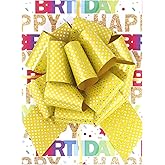 Asacbiiin Sparkly Christmas Pull Bows for Gift Wrapping: 6 Inch Ribbon Gift Bows for Presents - 6PCS Large Pull Bows for Gift Baskets - Big Christmas Bows for Gift Wrapping (Yellow)