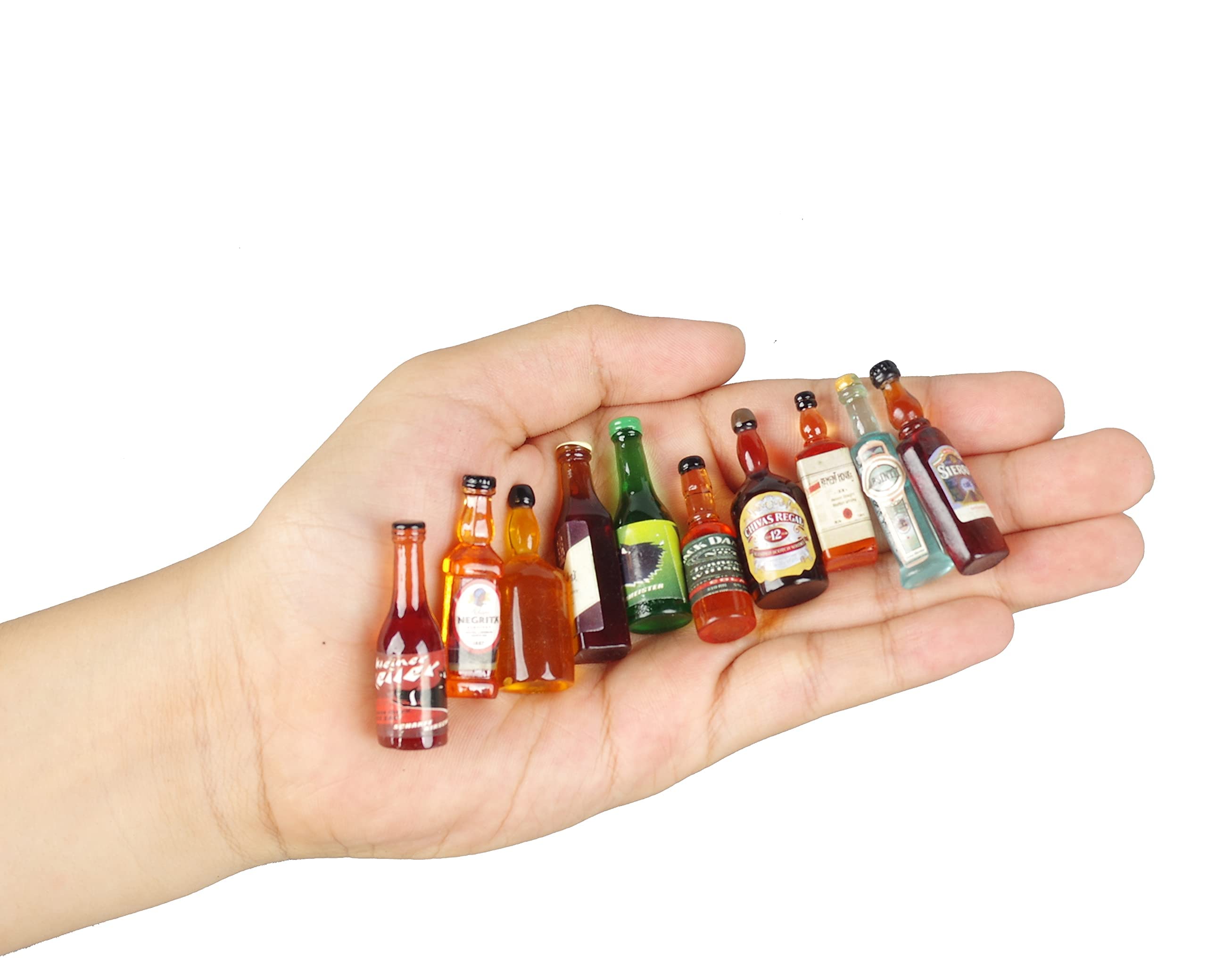 40pcs Miniature Mini Fake Beer Bottles Toys, Mixed Wine Drinks Decoration Beer Glass Model, Beer Can Beer Bottle Models for Fairy Garden Pub Bar Dolls House Tableware Decoration
