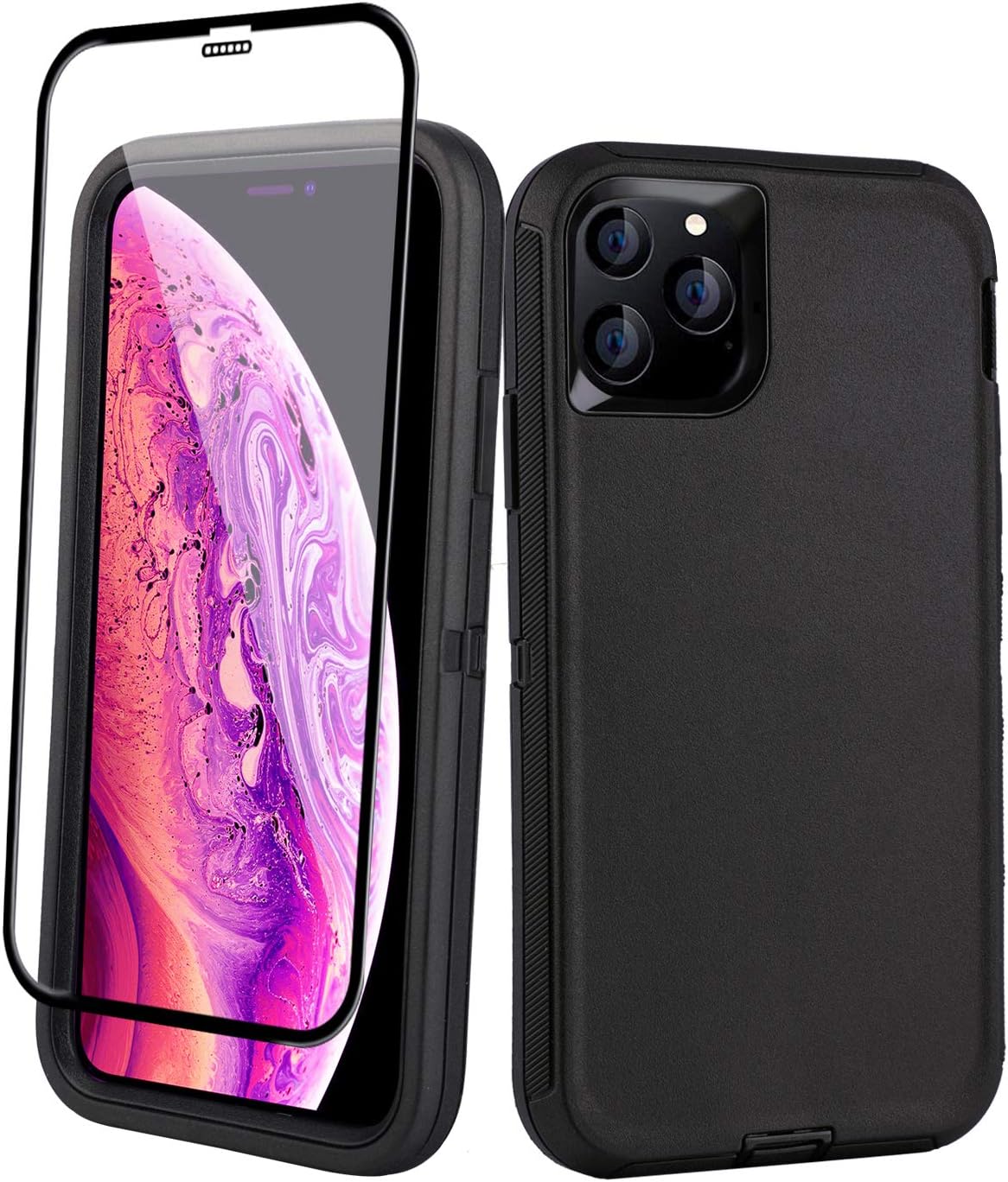 Case for iPhone 11 Pro Max Case with Screen Protector, Heavy Duty Rugged Full Body Drop Protection Cover, Shockproof/Drop Proof Protective Phone Case iPhone 11 Pro Max 6.5" [Black]