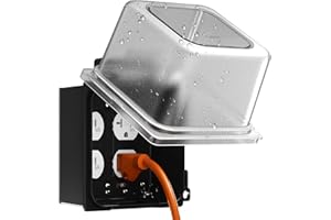 ELEGRP 2-Gang Weatherproof Outdoor Outlet Cover, 5.33 in Deep, Extra-Duty Clear in-Use Outlet Cover for GFCI/Decorator Receptacles, 40-in-1 Custom Configurations, UL/CUL Certified, 1 Pack