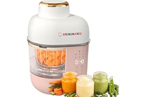 BUAIAHUG 10oz Baby Food Maker,10 in 1 Baby Food Processor Puree Machine, Steamer, Blender, Cooker, Masher, Puree, Keep Warm and Timer,Dishwasher Safe, Touch Screen Control