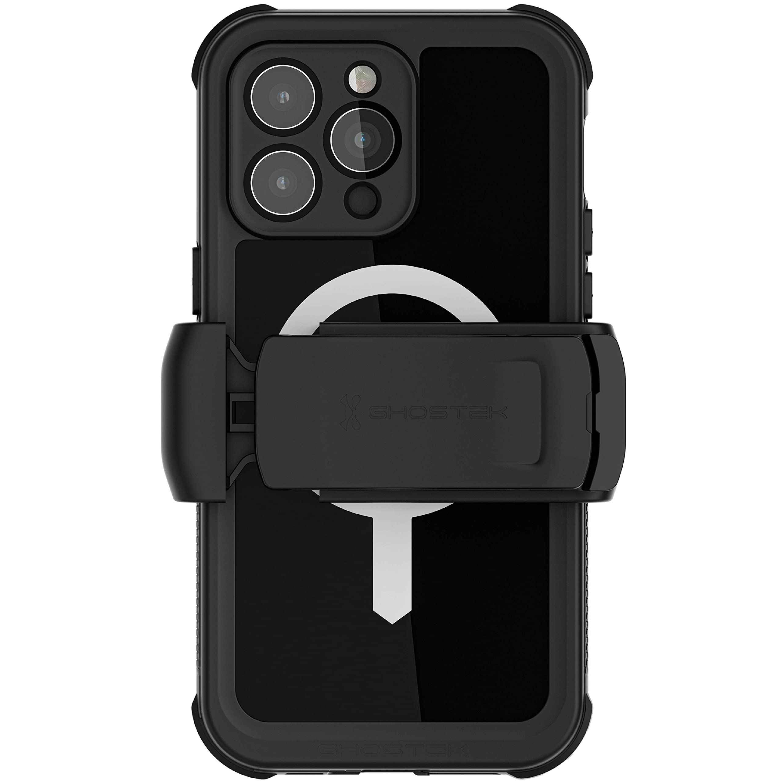 Photo 1 of Ghostek NAUTICAL Waterproof Case for iPhone 14 Pro Max Screen Camera Lens Protector Holster Belt Clip MagSafe Heavy Duty Shockproof Full Body Covers Designed for 2022 Apple iPhone14ProMax 6.7" (Black)