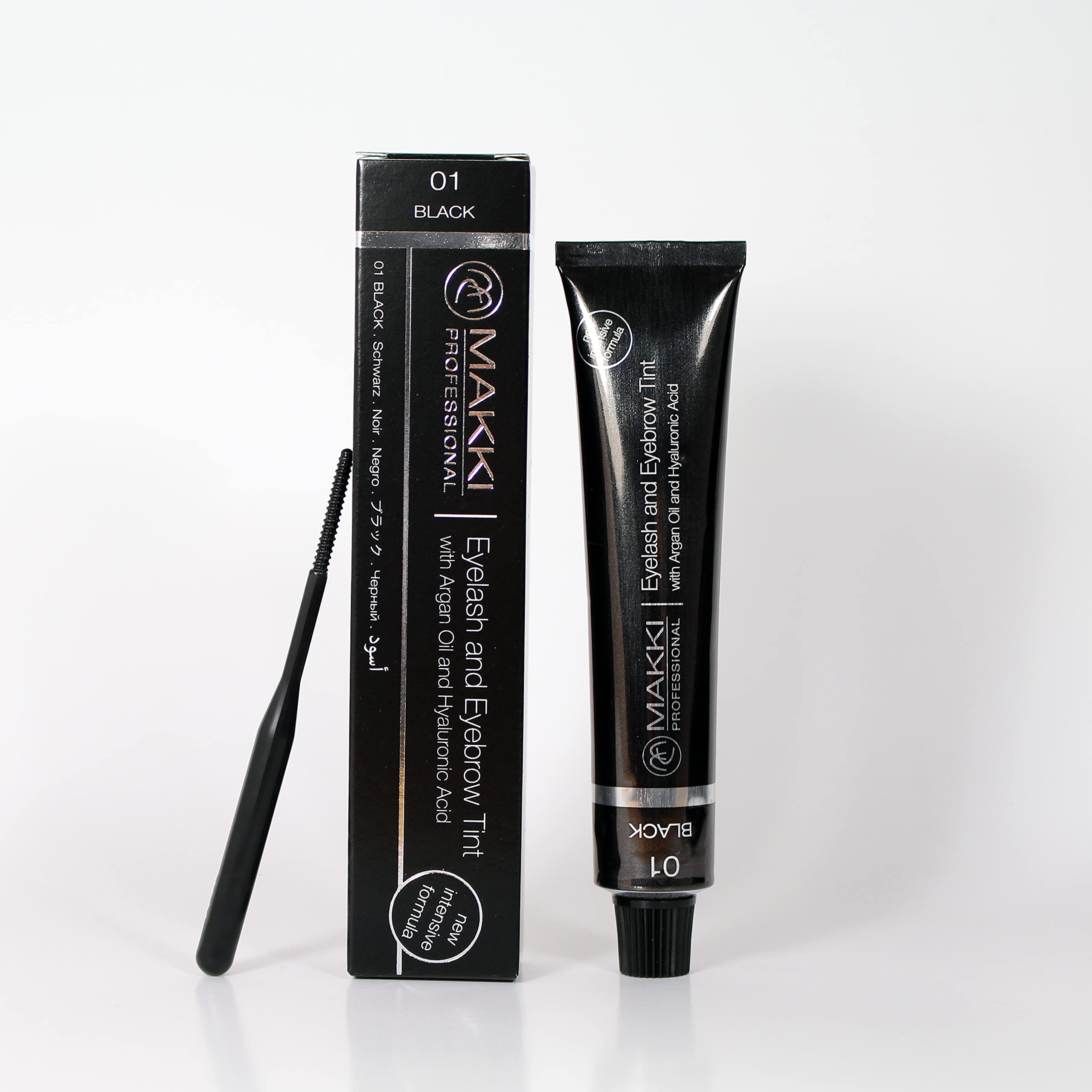 01 Black Makki Professional Intensive Eye lash and brow tint dye with argan oil & hualuronic acid 22ml