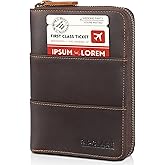 Polare Full Grain Leather Travel Passport Wallet with YKK Zipper and RFID Blocking Document Organizer Holder 2 Passports (Dark Brown)