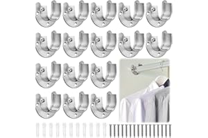 Coloch 16 Pack Stainless Steel Closet Pole Sockets, 1-1/4“ / 32MM Closet Rod Support U-Shaped Curtain Rod Holders Flange Set 